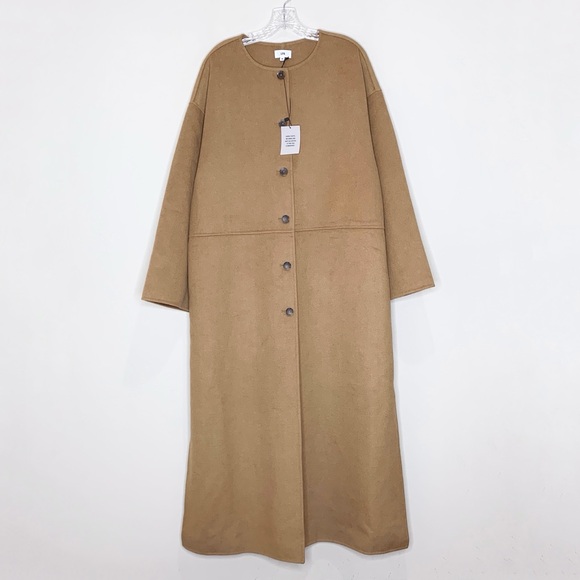 NEW LPA Isabel Maxi Coat (Sz M) Melton Wool Blend Wide Sleeve Oversized Camel - Picture 2 of 10